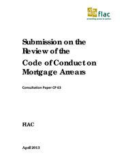 Submission: Review of Code of Conduct on Mortgage Arrears