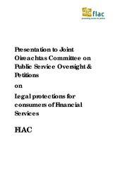 Presentation: Legal protections for consumers of financial services