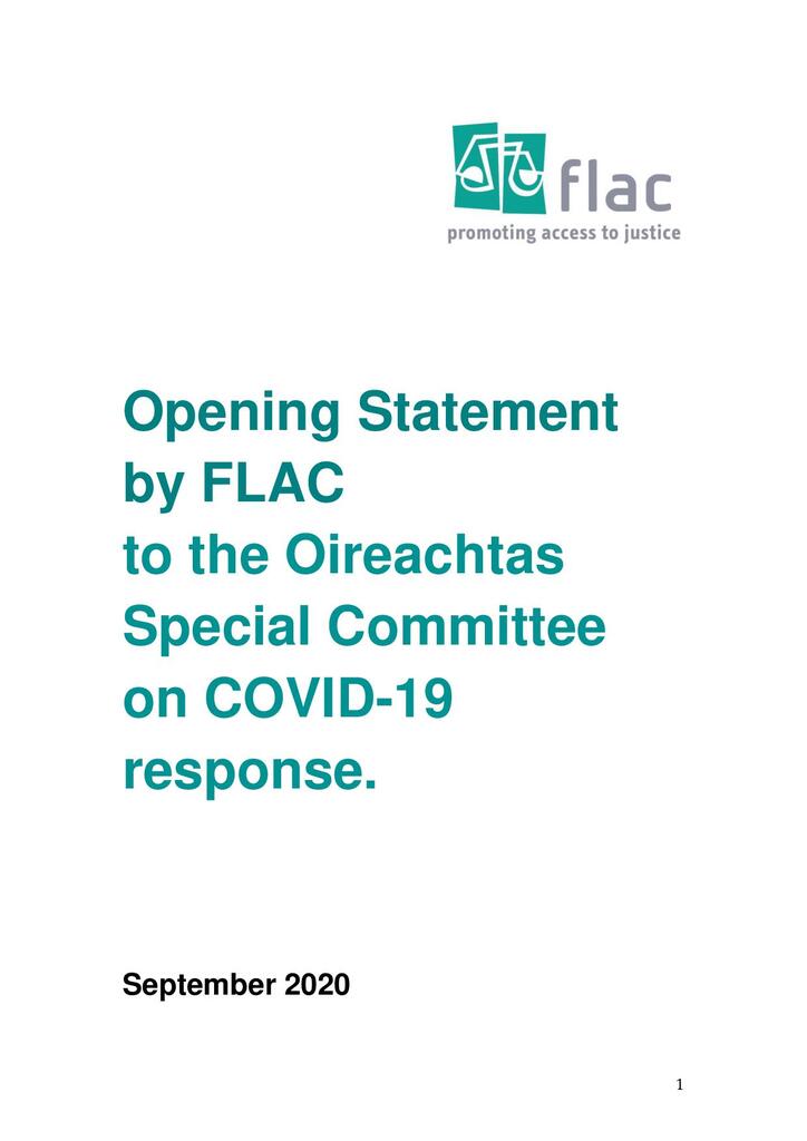 Opening Statement by FLAC to the Oireachtas Special Committee on COVID ...