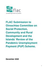 FLAC Submission to Oireachtas Committee on Social Protection, Community and Rural Development and the Islands’ Review of the Pandemic Unemployment Payment (PUP) Scheme.