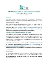 Submission to the Law Reform Commission regarding Third Party Litigation Funding