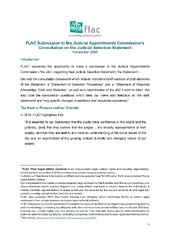 Submission to the Judicial Appointments Commission’s Consultation on the Judicial Selection Statement