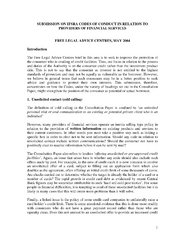 Submission on IFSRA Codes of Conduct in relation to Providers of Financial Services