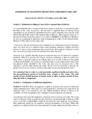 Submission on Maternity Protection (Amendment) Bill 2003