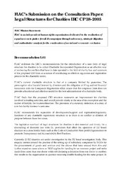Submission to the Law Reform Commission on the Consultation Paper: Legal Structures for Charities LRC CP 38-2005