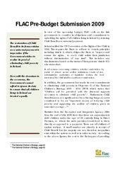 2009 FLAC Pre-Budget Submission