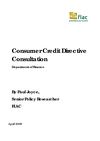 Publication cover - Apr 2009 Consumer Credit Directive Consultation