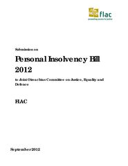Submission on Personal Insolvency Bill Sept 2012