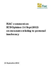 Publication cover - FLAC reaction to ECB opinion re PI Bill