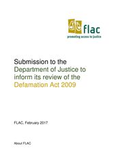 FLAC's Submission to the Department of Justice to inform its review of the Defamation Act 2009