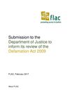 Publication cover - FLAC's Submission to the Department of Justice to inform its review of the Defamation Act 2009