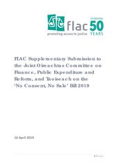 FLAC Supplementary Submission to JOC Finance on 'No Consent, No Sale' Bill 2019