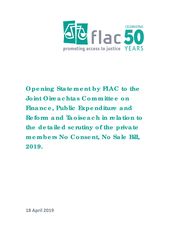 FLAC Opening Statement to JOC Finance on No Consent, No Sale Bill, 2019.